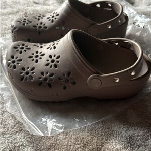CROCS Classic Floral Cutout Clogs - Brown